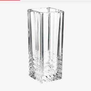 BORMIOLI ROCCO Flower Vase Duemila Glass. Crystal Cut Modern MCM Art Deco Style
